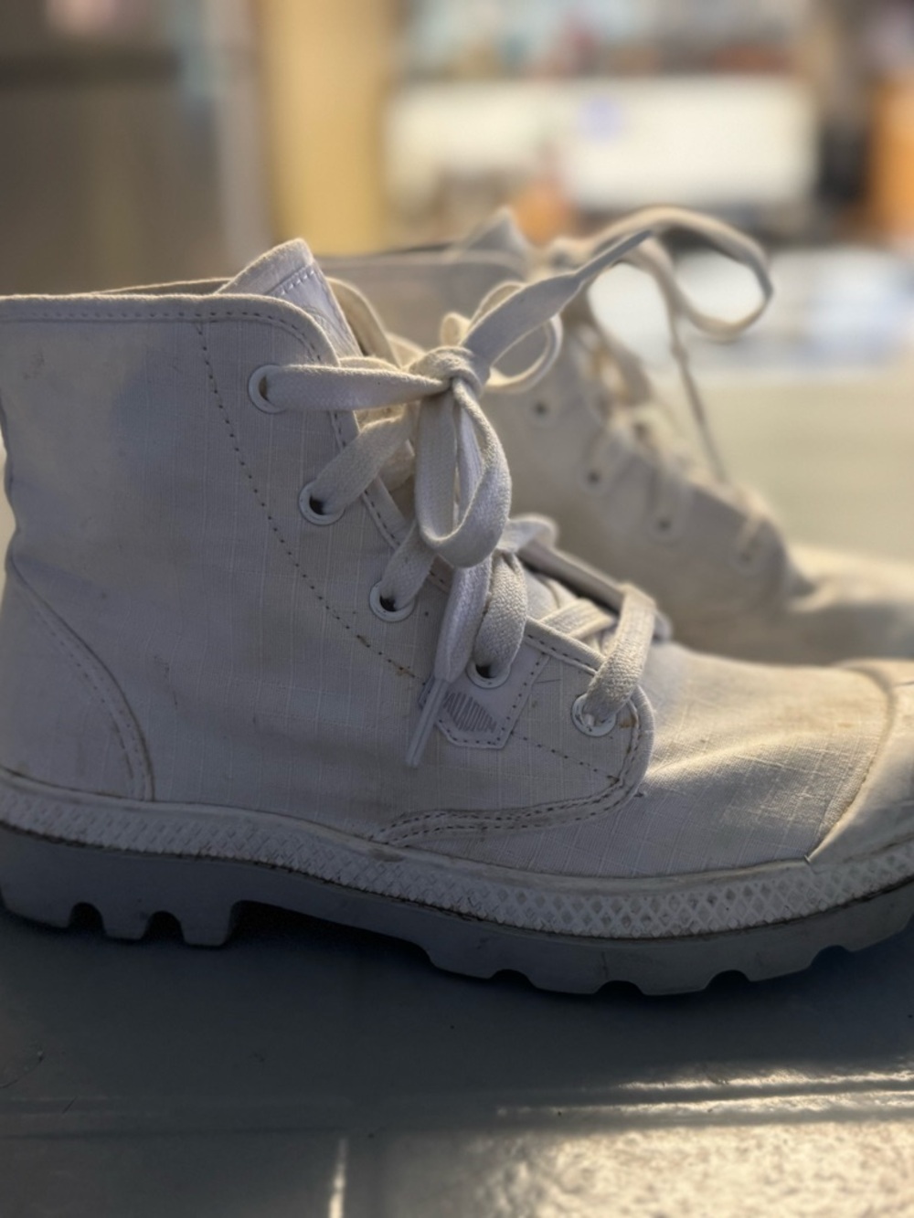 White palladium Canvas Lace-Up High-Top Boots